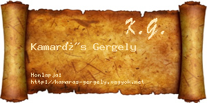 Kamarás Gergely névjegykártya